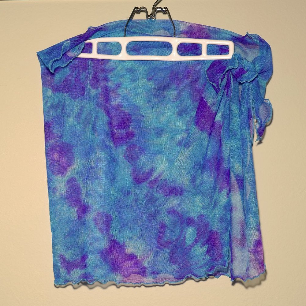 Mesh Sarong Beach Cover-Up in Teal & Purple